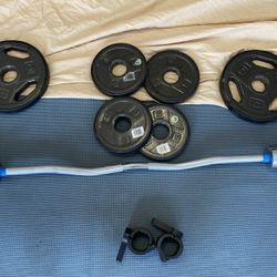 Fitness Gear Olympic Curl Bar - 56 Lbs (6 Plates and Bar Collars)