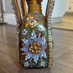 Antique Vintage Moser Spanish Art Glass Decanter Vase