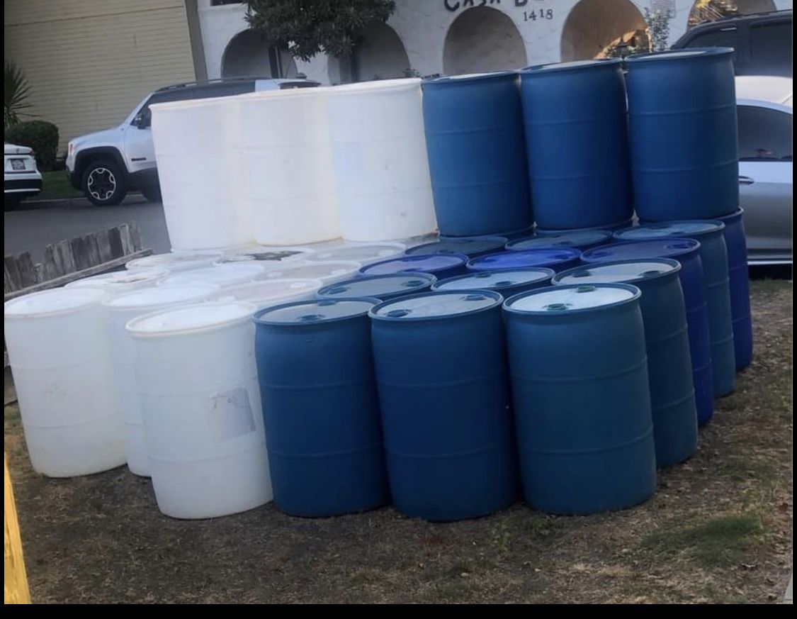 55 gallon Plastic Barrels