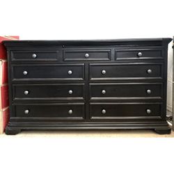 Black Wide 9-Drawer Long Chest of Drawers / Dresser – Solid Storage, Elegant Finish