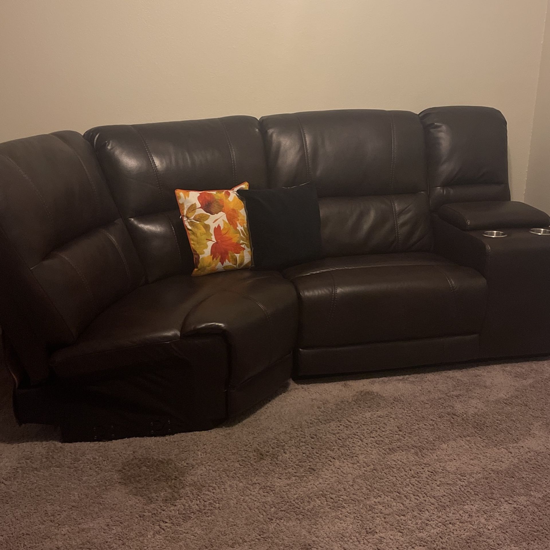 Leather Sectional Brown Reclining Couch