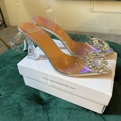  Crystal Clear Pointed Toe Heels – Size 39 (US 8.5) ✨