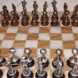 White & Beige Striated Marble Board & Pieces