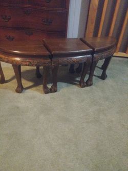 Three Piece Old Small Table Set