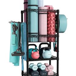 Brand new Home Gym Storage, 3 Tiers Workout Equipment Organizer with Wheels for Yoga Mats