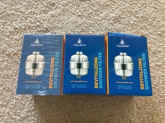 Everything for $2, Brand New Unopened & 2 Open Box Aquabliss Daily Revitalized Shower Filter, Water Filter, Universal Shower Fitting