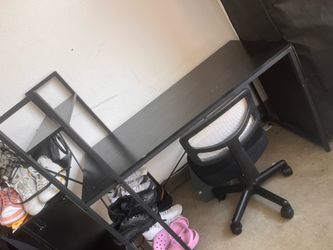 Gaming Desk with built in shelves plus chair