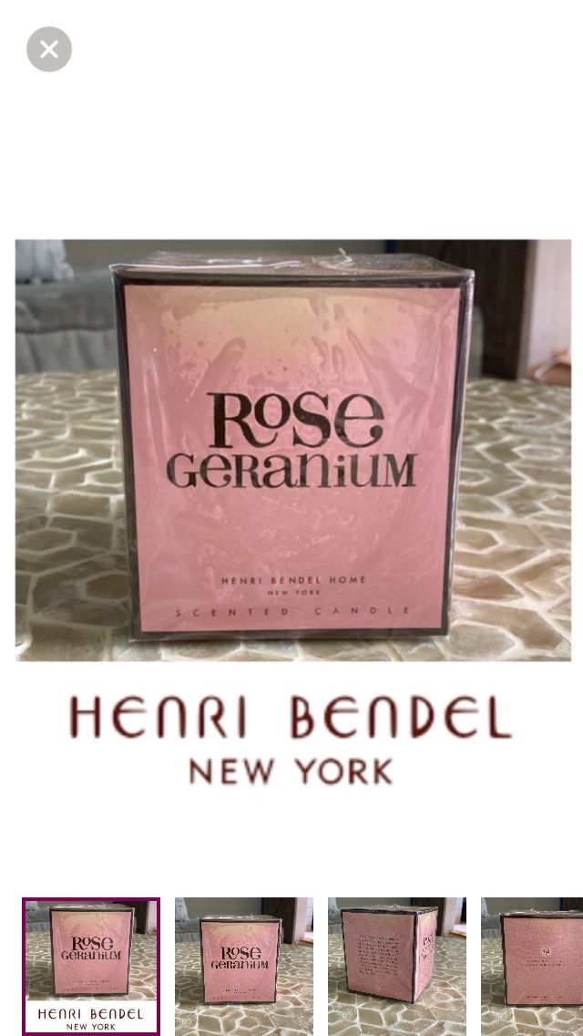 NEW!  Henri Bendel 10oz Candle- sealed in ‘Rose Geranium’