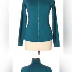 Fabletics teal green/blue zip up workout jacket size M