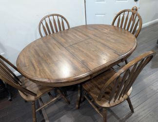 Wood Oval Dining Table with 4 Chairs