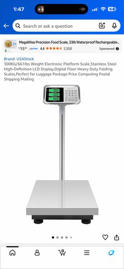 300KG/661lbs Weight Electronic Platform Scale, Stainless Steel High-Definition LCD Display, Digital Floor Heavy Duty Folding Scales, Perfect for Lugga