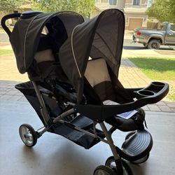 DuoGlider Double Stroller | Lightweight Double Stroller with Tandem Seating, Glacier