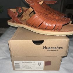 New Bearpaw Gloria Leather Huaraches Sandals slip on shoes flats brown size 9