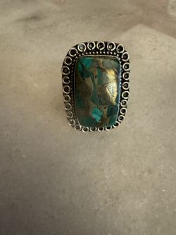 Desert Treasure: Multicolor Green Turquoise with Sterling Silver Ring