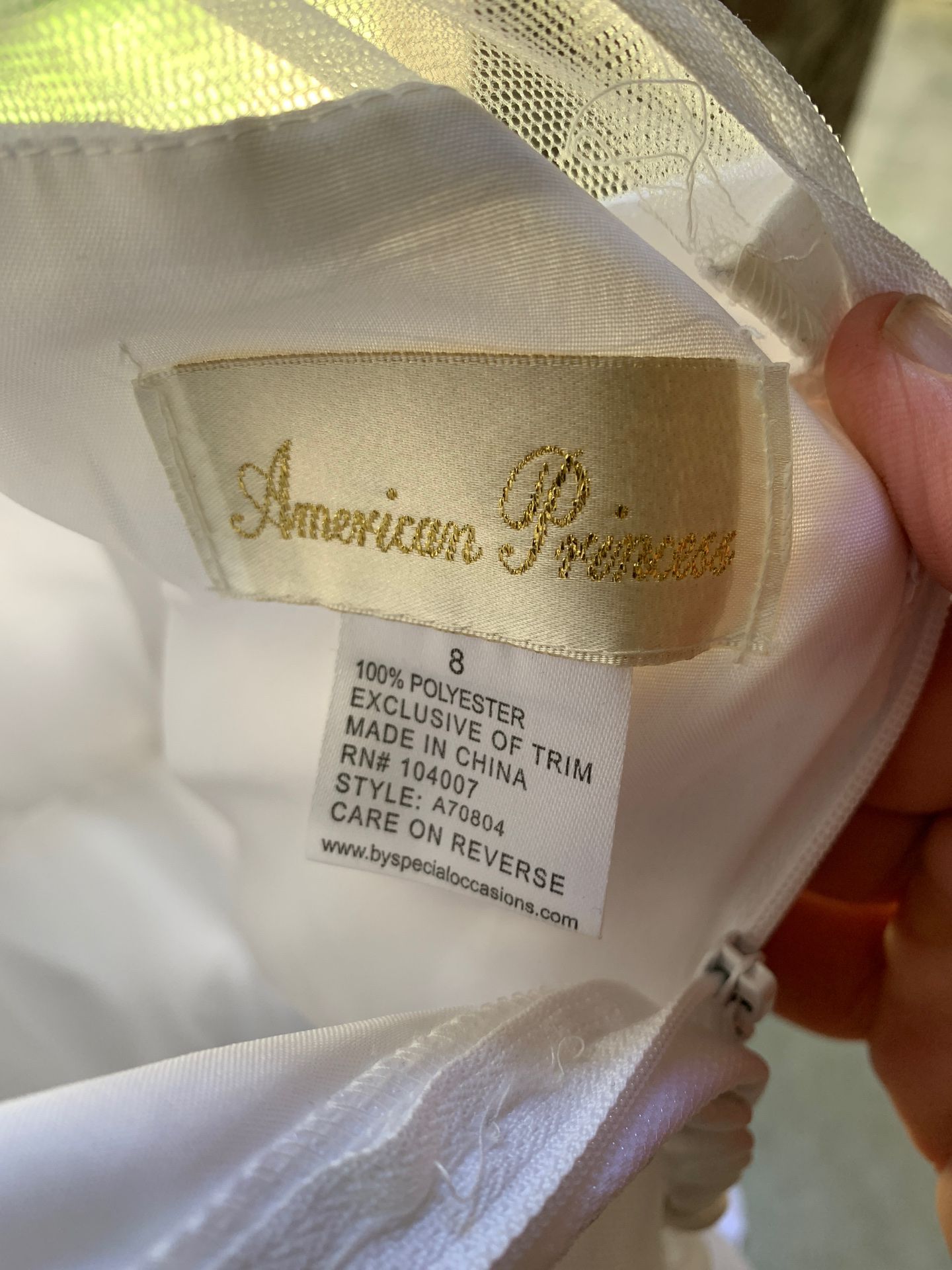 Dress size 8. Designer American Princess