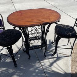 METAL BISTRO WINE TABLE W/ 2 CHAIRS