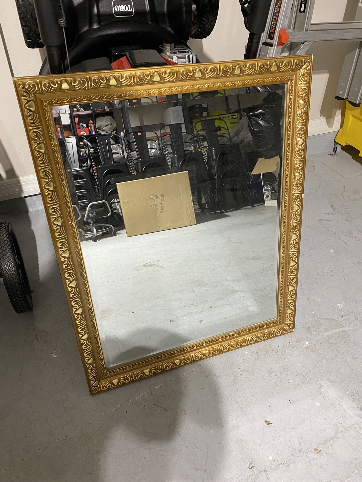 gold frame mirror  (32x25)    $5 bucks!!!