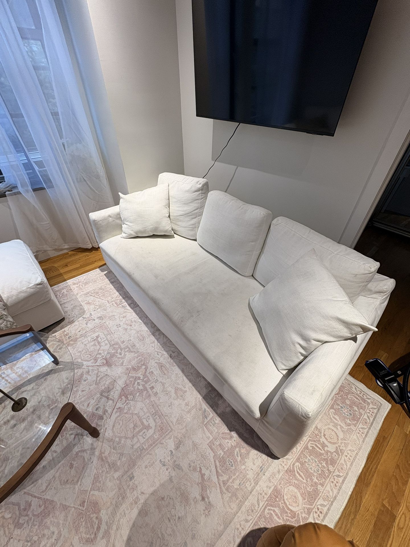 White 85” Slipcover Sofa