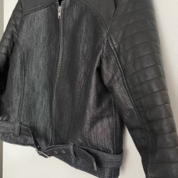 NB Heidi Klum Denim Leather Jacket Size L 