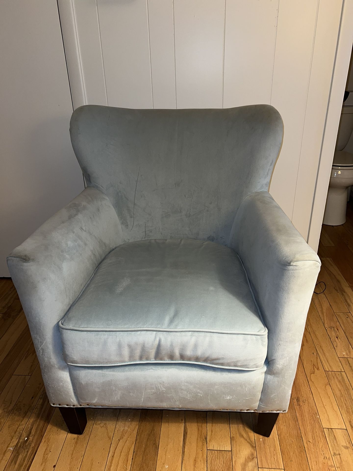 Velvet Wingback Chair - Sea Mist Blue