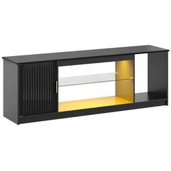 57 in. Glossy Black Fluted TV Stand Fits TV Up to 65 in. Entertainment Center