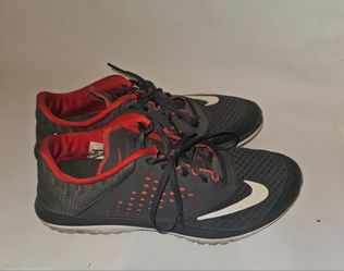 Nike FS Lite Run 2 Dark Gray Red Athletic Running Shoes 685266-009 Mens Size  6.5