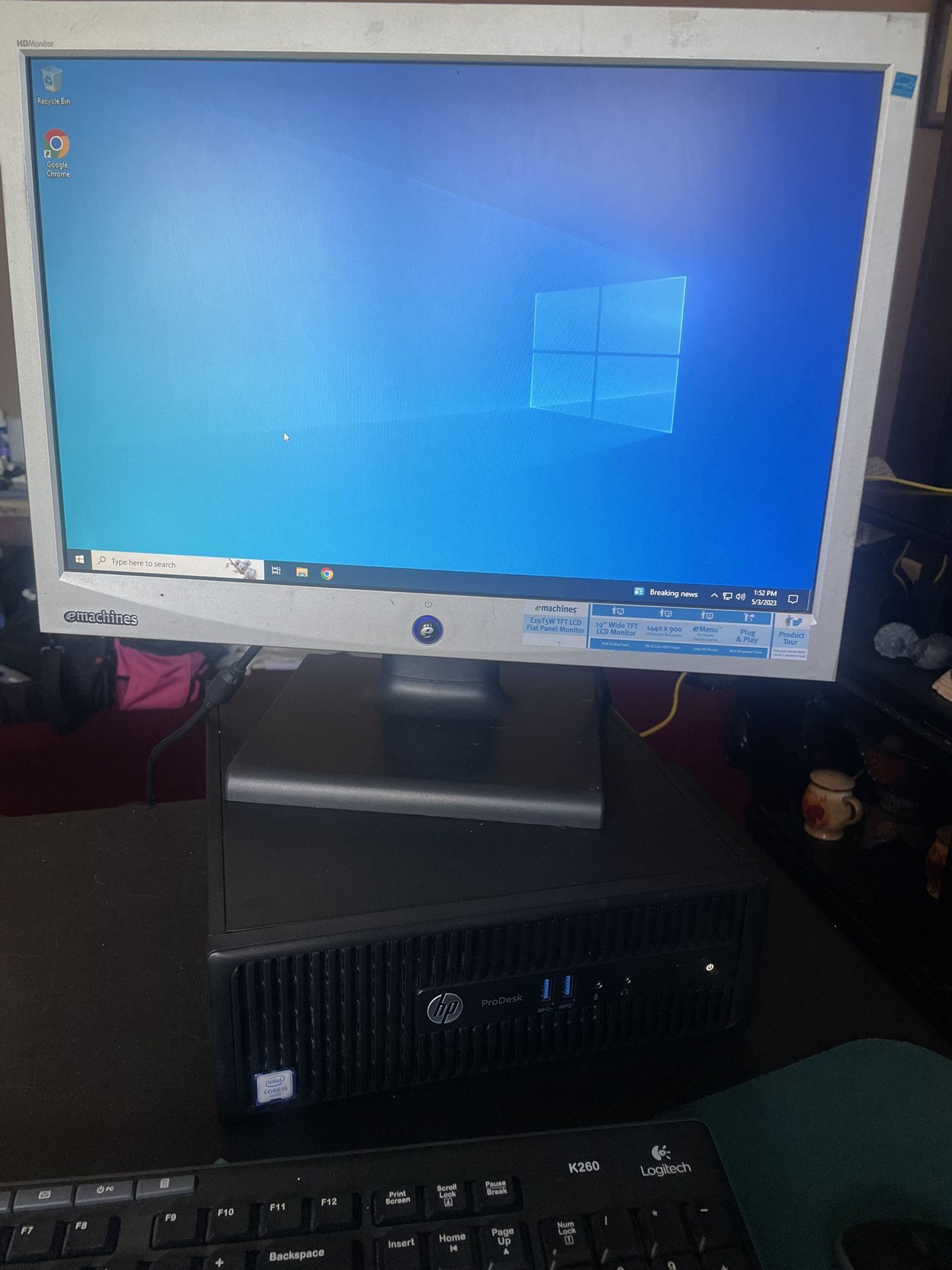 HP Pro desk 400 G3 Business Desktop PC (PC, Monitor, Wireless Keyboard And Mouse )