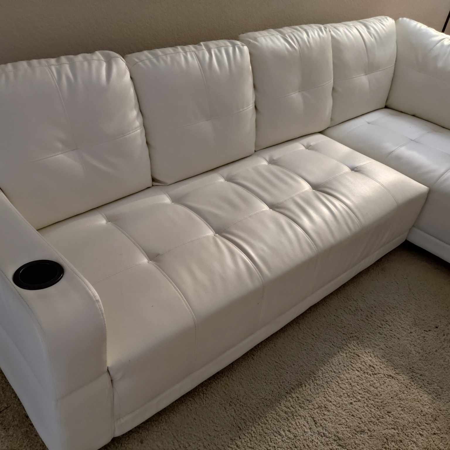 Sofa With Chaise White With Ottoman 