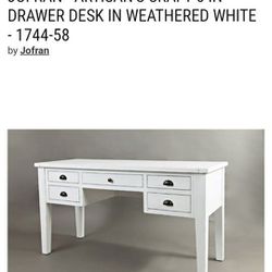 Artisan Craft Weathered White 5-drawer Desk by Joffran