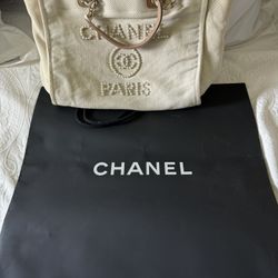 Original Chanel canvas bag, beige 
