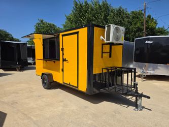 2026 New 6X14 SA Screwless Enclosed Vending Trailer | Blackout | Spoiler package | 50 amp electric pkg. w/mini split & sink pkg. | 1167 (Yellow)