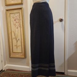 Charcoal Gray Wool Blend Maxi Half Wrap (Faux) Pencil Skirt Eddie Bauer, Size 4
