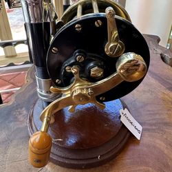 Penn Seagate Vintage Reel In brass with Display Stand