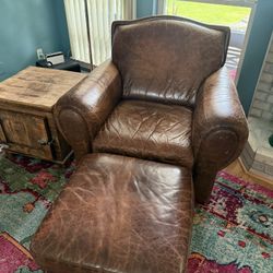 Leather Chair And Ottoman 