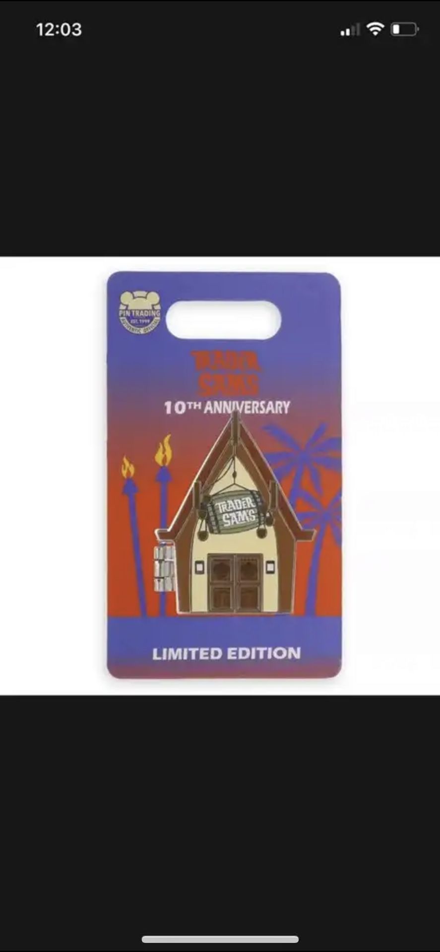 Disney 10 Year Trader Sam's Tiki Bar Pin $10