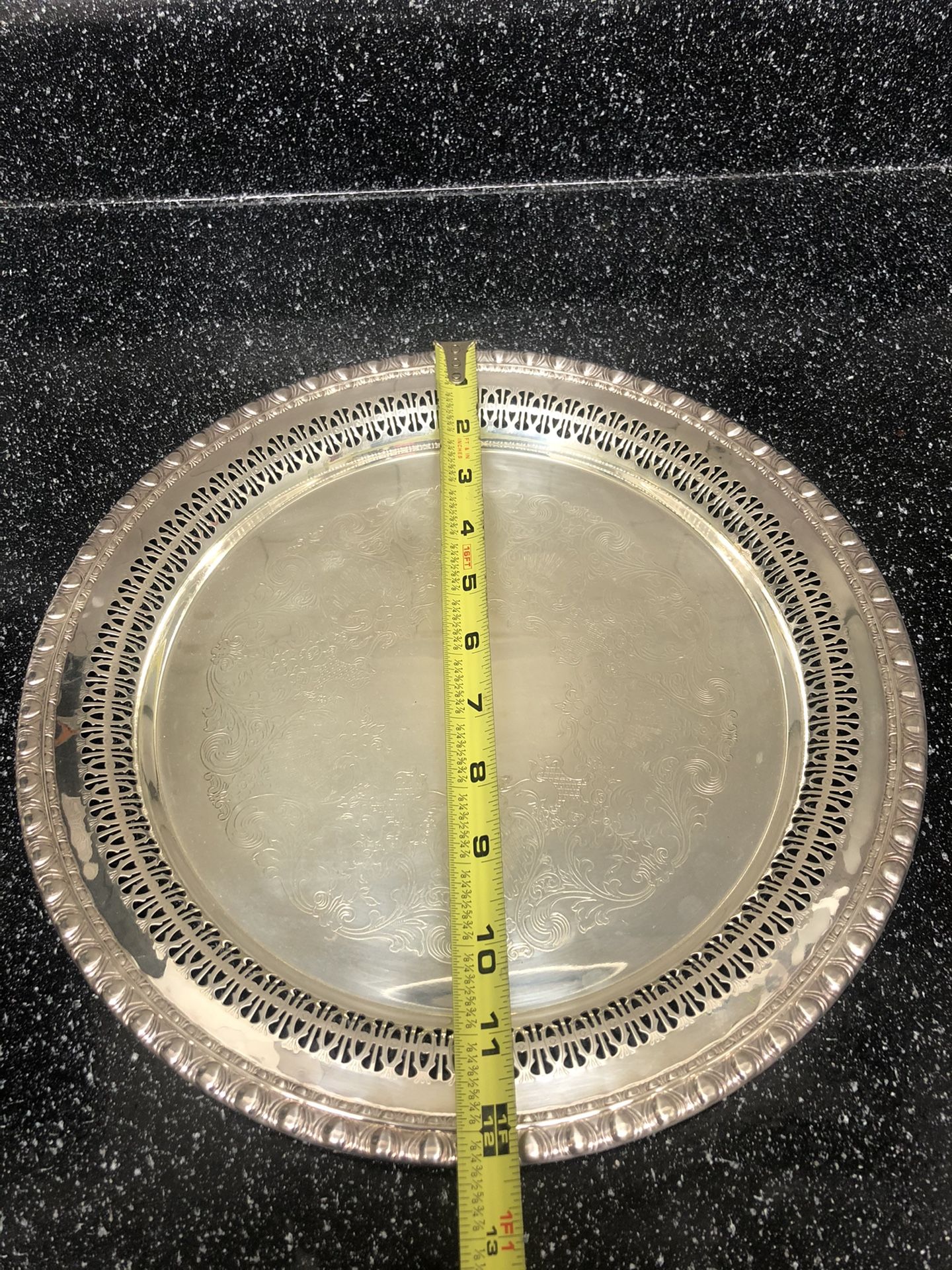 Vintage Round Silver Tray  # 1770 Good Condition By Rogers Bro