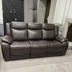 Dark brown power recliner couch sofa