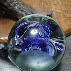 ROLLIN KARG Signed Hand-blown  Studio Art Glass Paperweight