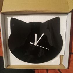 BLACK CAT CLOCK, BY CAT LADY BOX
