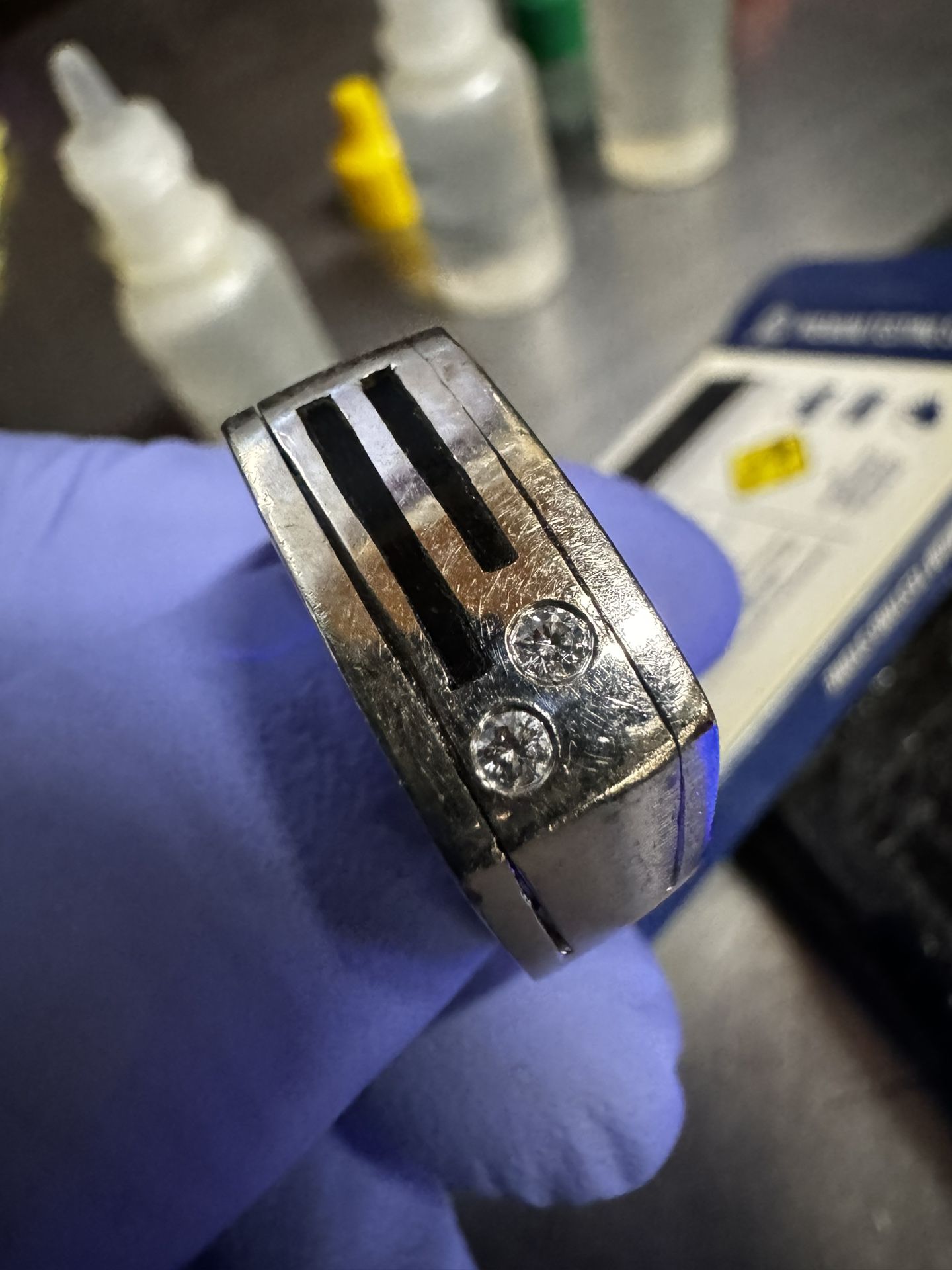 12.6 Grams Of 14k White Gold Ring With Diamonds.