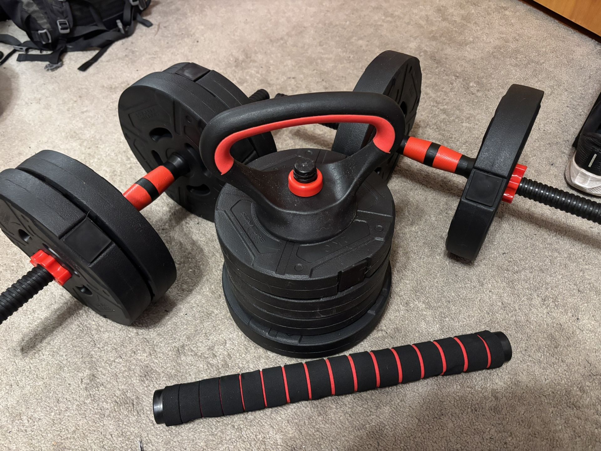 Fully Adjustable 60lb Dumbbell/kettlebell/barbell Set