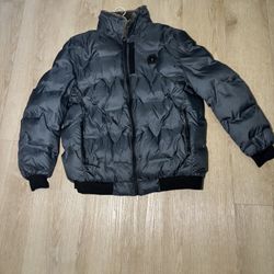 Men’s Puffer Bomber Jacket w/ Faux Fur Collar – Size Small