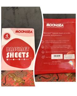 MOONSEA Bassinet Sheets – 4 Pack – New in Package