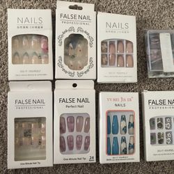 Each of 8 different of 24pcs Artifical Bails With Glue Fake Nail Tips With Design prices of $3. 
