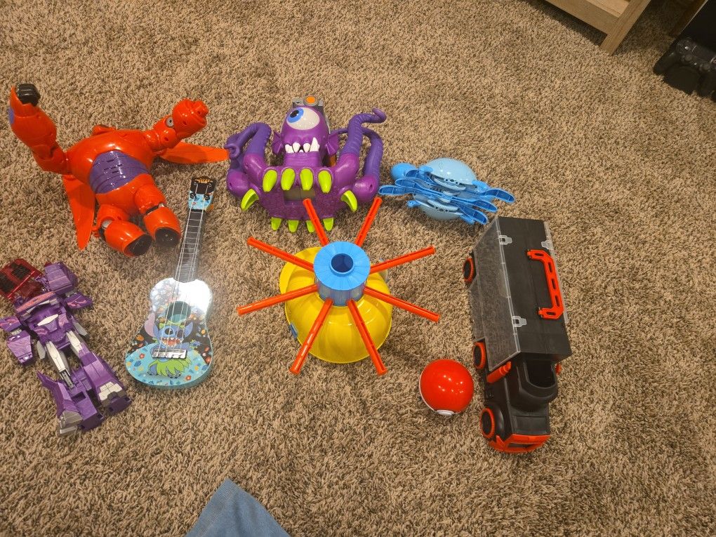 Kids Toy Lot – Robots, Guitar, Monster Game & More 🎸🤖
