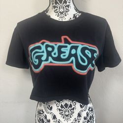 Grease Women’s T-Shirt Crop Top Movie Musical Black Size L Large Cotton Blend