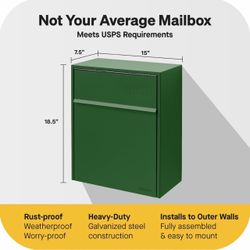 Adoorn Wall Mounted Mailbox - Large (Red, Yellow, Green, Blue)