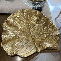 Virginia Metal Crafters Large Sea Grape Leaf Bowl Tray Platter 3513 Aluminum