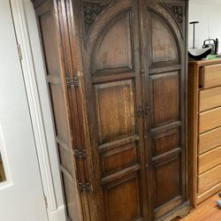 Antique Distressed Wood Wardrobe