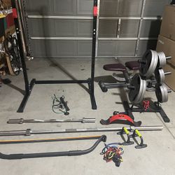 Olympic Weights, Squat/bench Rack, Bar, Curl Bar